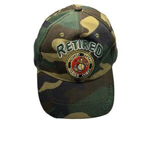 US Marine‎ Corps USMC Retired Veteran Camo Hat Embroidered Logo Adjustable Cap